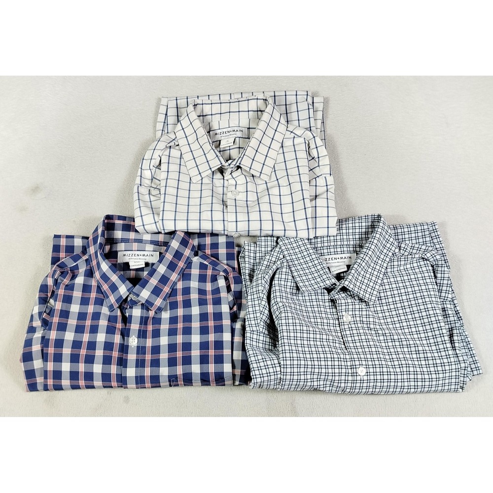Mizzen+Main Shirt Mens Medium Multicolor Lot 3 Stretch Performance Dress Office